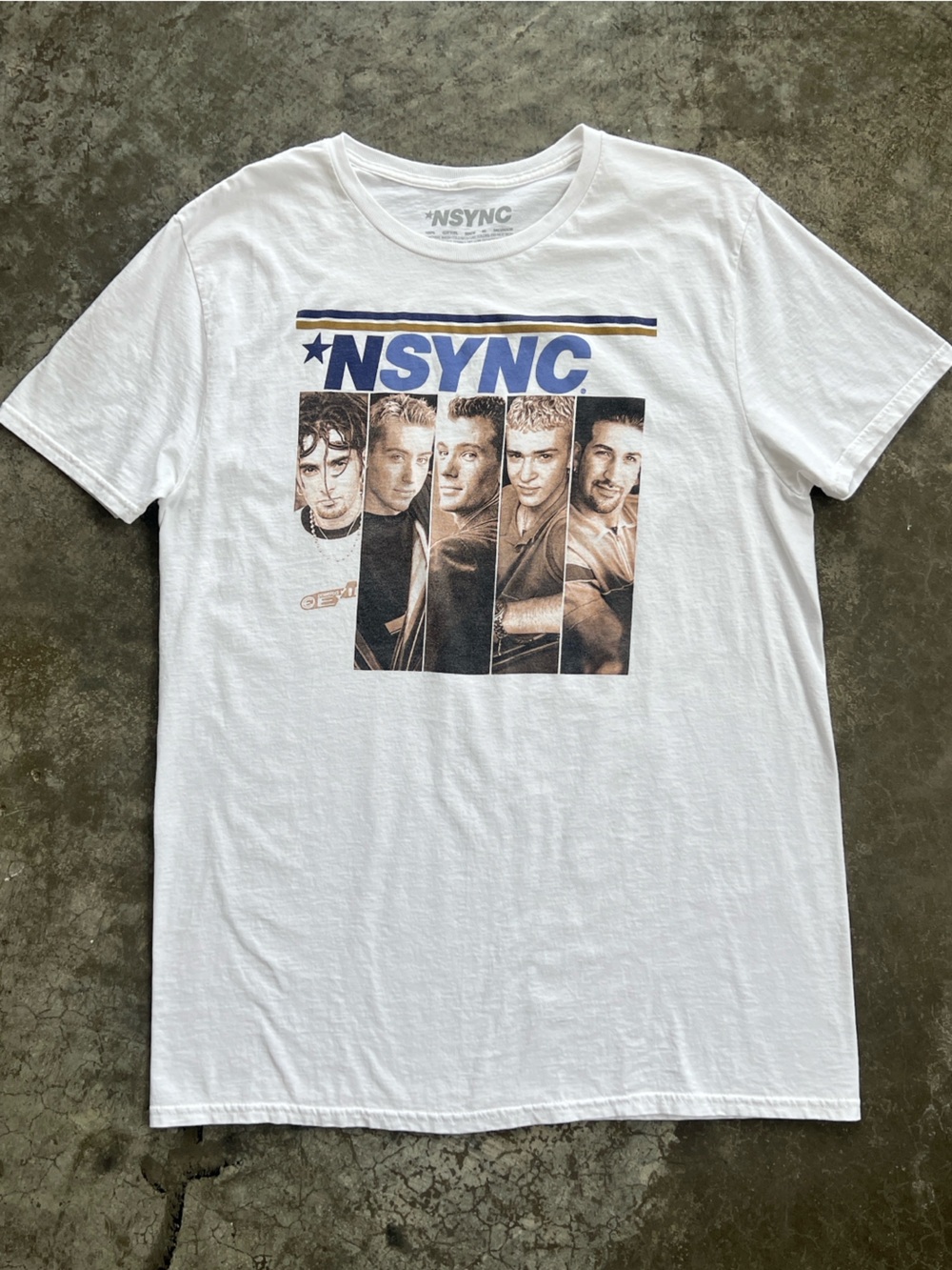 NSYNC Band Graphic T-Shirt Large White Justin Timberlake Boyband Y2K Pop Merch